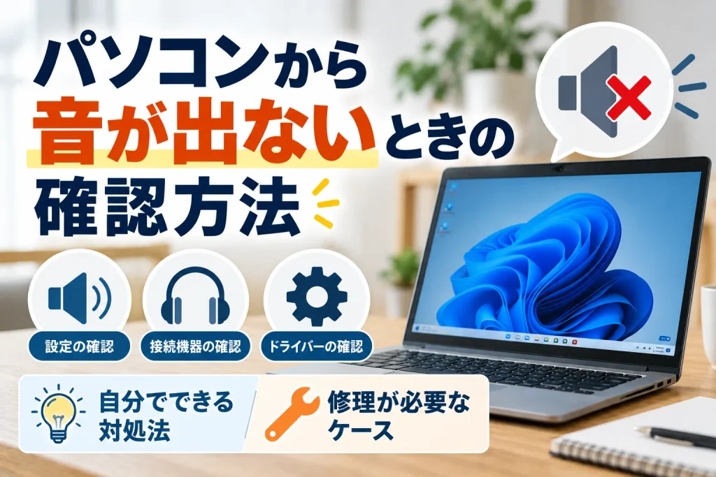 パソコンから音が出ないときの確認方法｜自分でできる対処法と修理が必要なケース