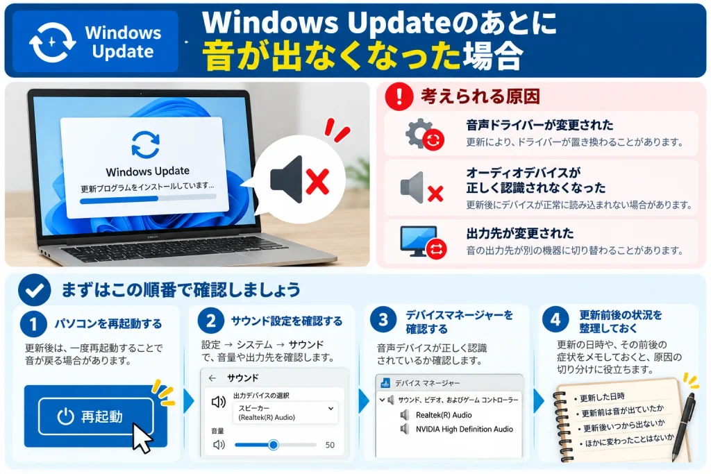 Windows Updateのあとに音が出なくなった場合
