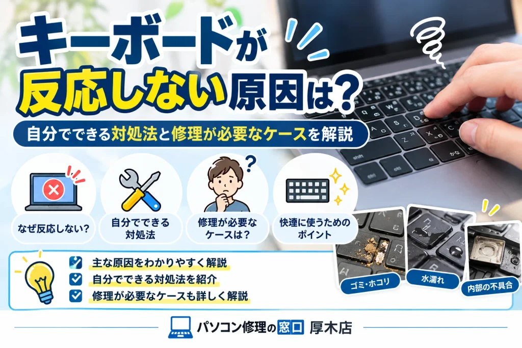 キーボードが反応しない原因は？自分でできる対処法と修理が必要なケースを解説